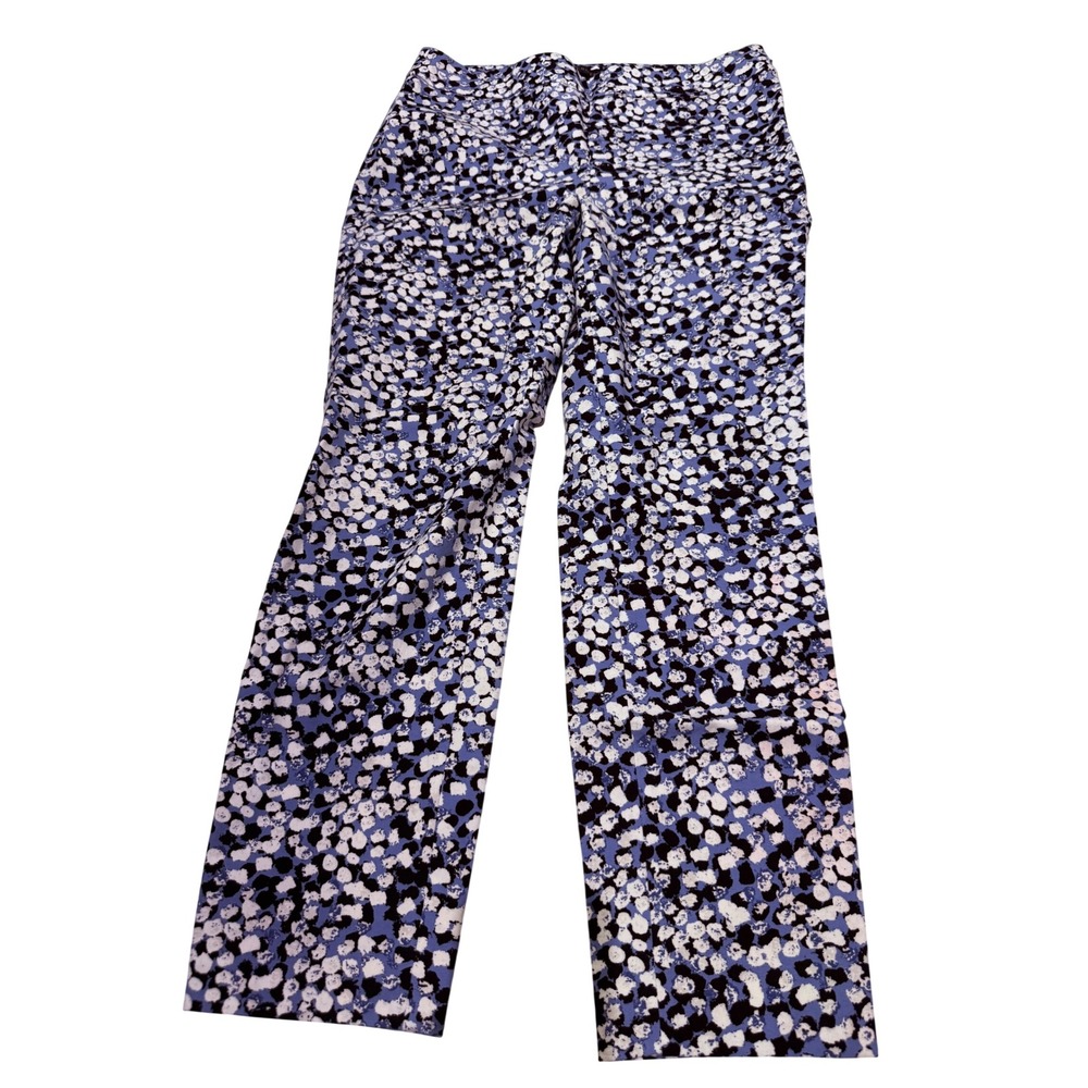 Talbots Chatham Ankle Pant Blue Black Abstract Dot Print Size 10 Side Zip
